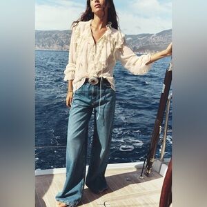 ZARA HIGH RISE WIDE LEG JEANS